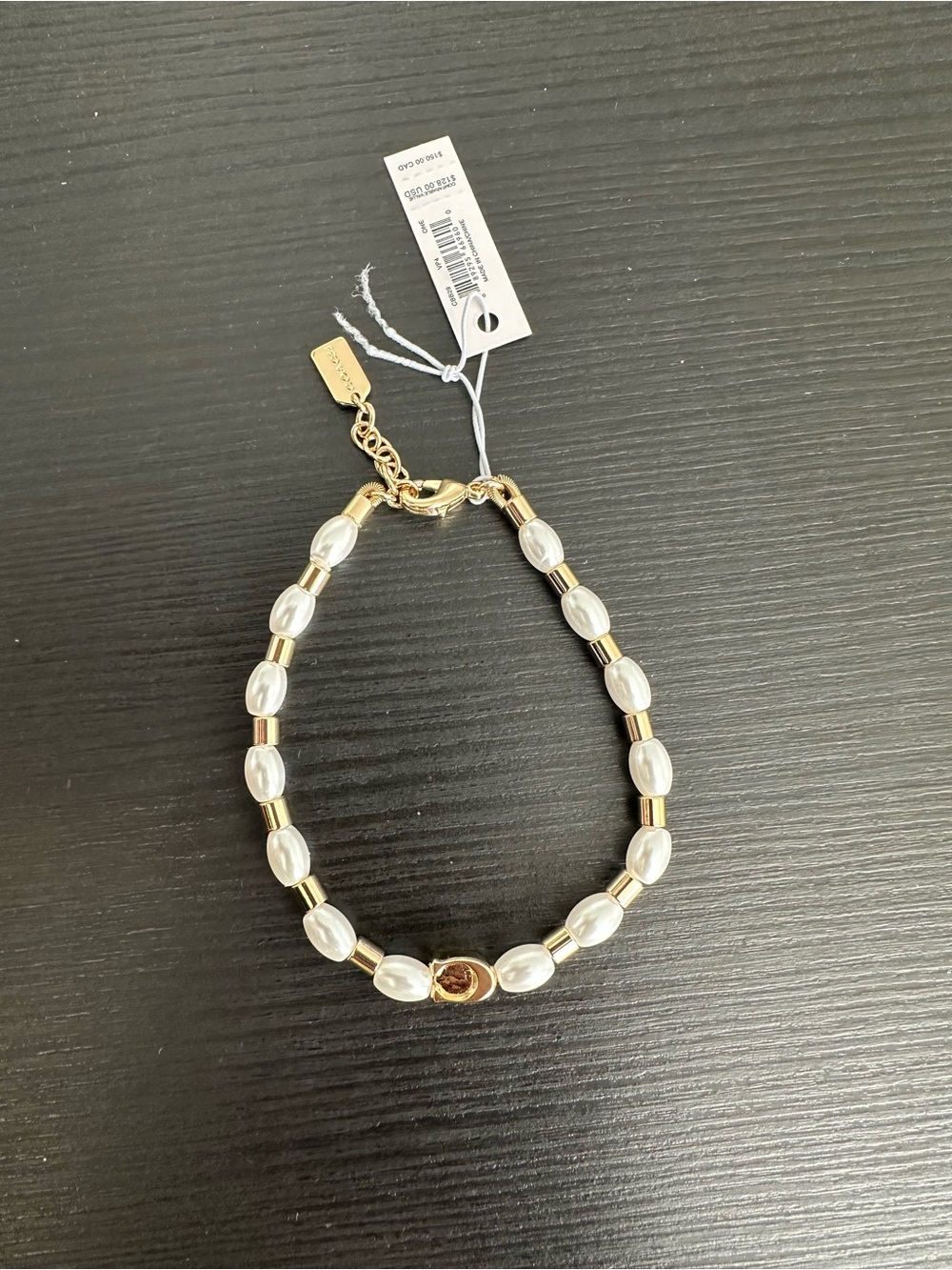 NWT Coach Pearls Beads Bracelet CBB29 gold